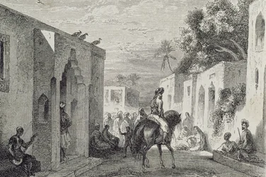 Calle en una ciudad de Zanzíbar, 1860s